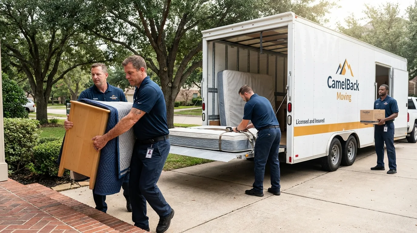 Crew loading residential truck for cross-state move from Humboldt, IA